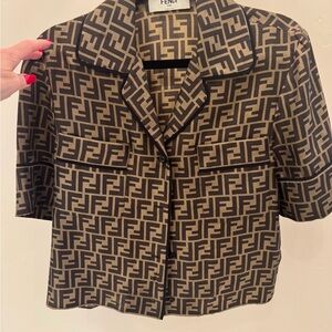 Fendi Women's Black and Brown Monogram Blazer